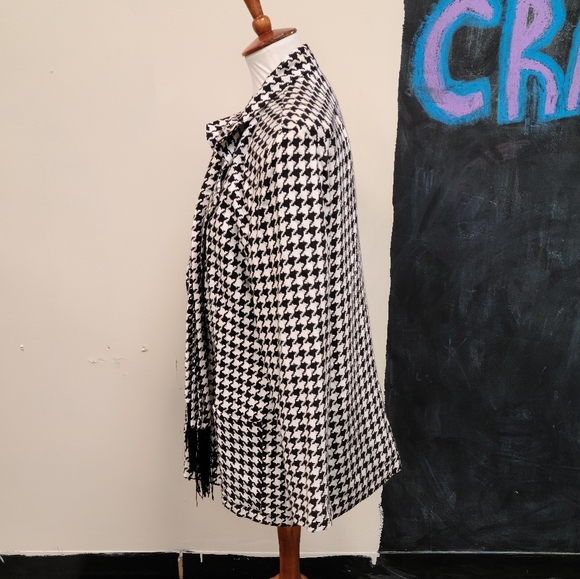Vintage Houndstooth Fringe Tie Front Jacket - Picture 6 of 13